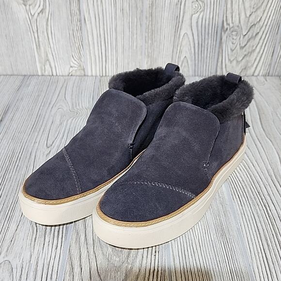 TOMS Paxton Forged Iron Grey Suede/Faux Fur Sneaker, Ankle Boot, Women's 6, NIB - Picture 10 of 14
